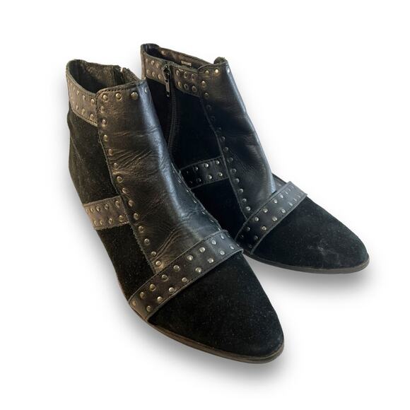 SORRENTO Black Studded Suede Leather Boots SZ 8 - Picture 10 of 12